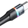 Cable de Datos USB A a Tipo C 6A 1.2M Negro U76 Con luces USAMS
