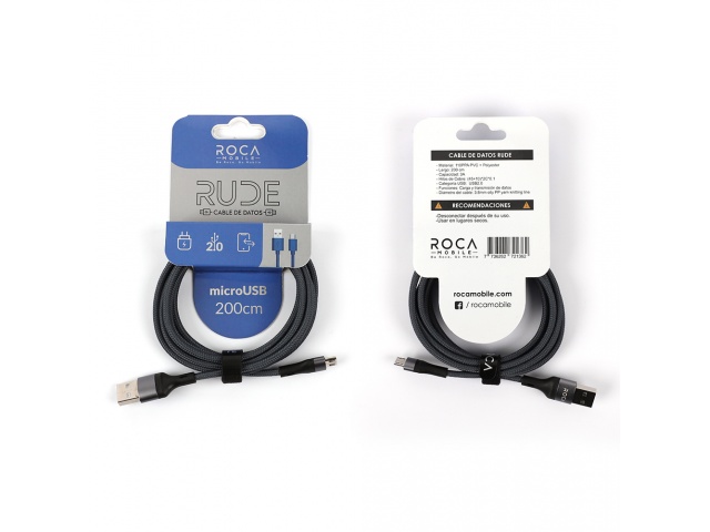 Cable de Datos ROCA USB a micro 3A Azul 1M