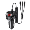 CC119 Cargador Auto C22 2 USB/3 4A 3 en 1 Micro/Tipo C/Lightning Negro USAMS