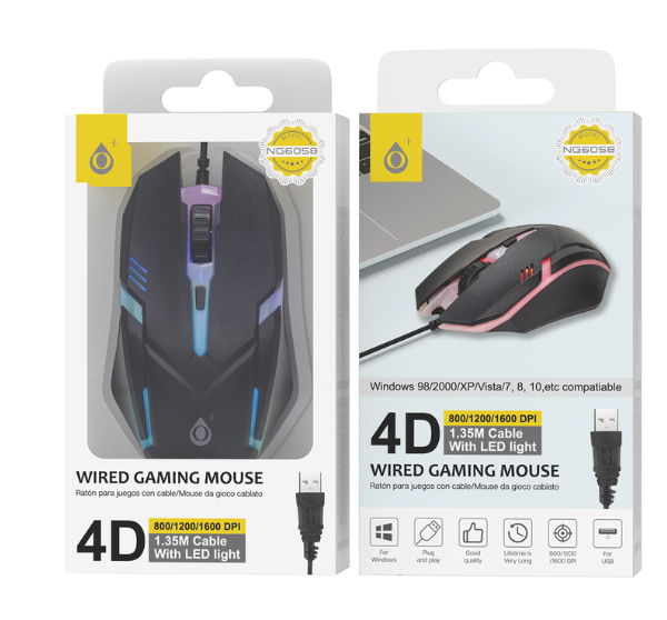 Mouse Optico Gaming NG6058 4D USB 1.35M Negro OnePlus