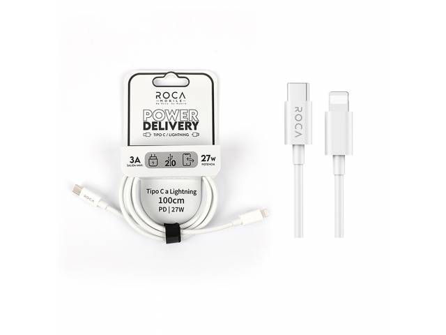 Cable iphone ROCA Power Delivery Tipo C a Lightning 100cm 3A 27W 1m