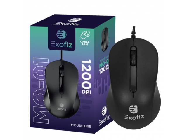 Mouse USB MO-01 Negro Exofiz