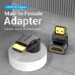 Adaptador HDMI de 90 grados macho a hembra Negro