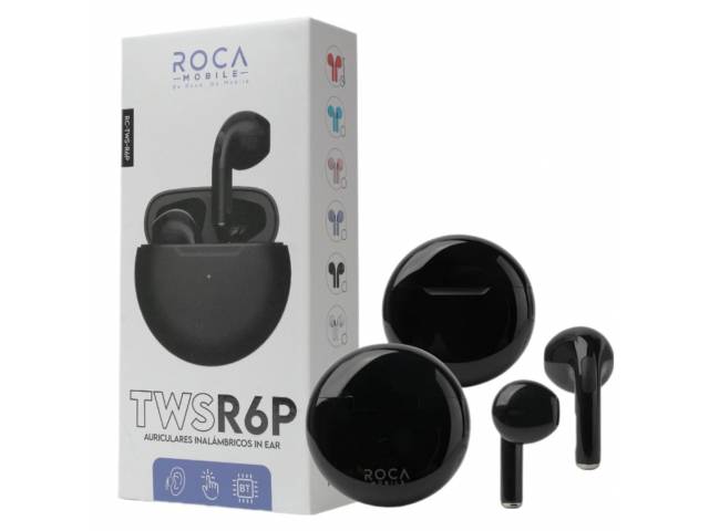 Auricular Bluetooth TWS Roca R6P Negro/Celeste