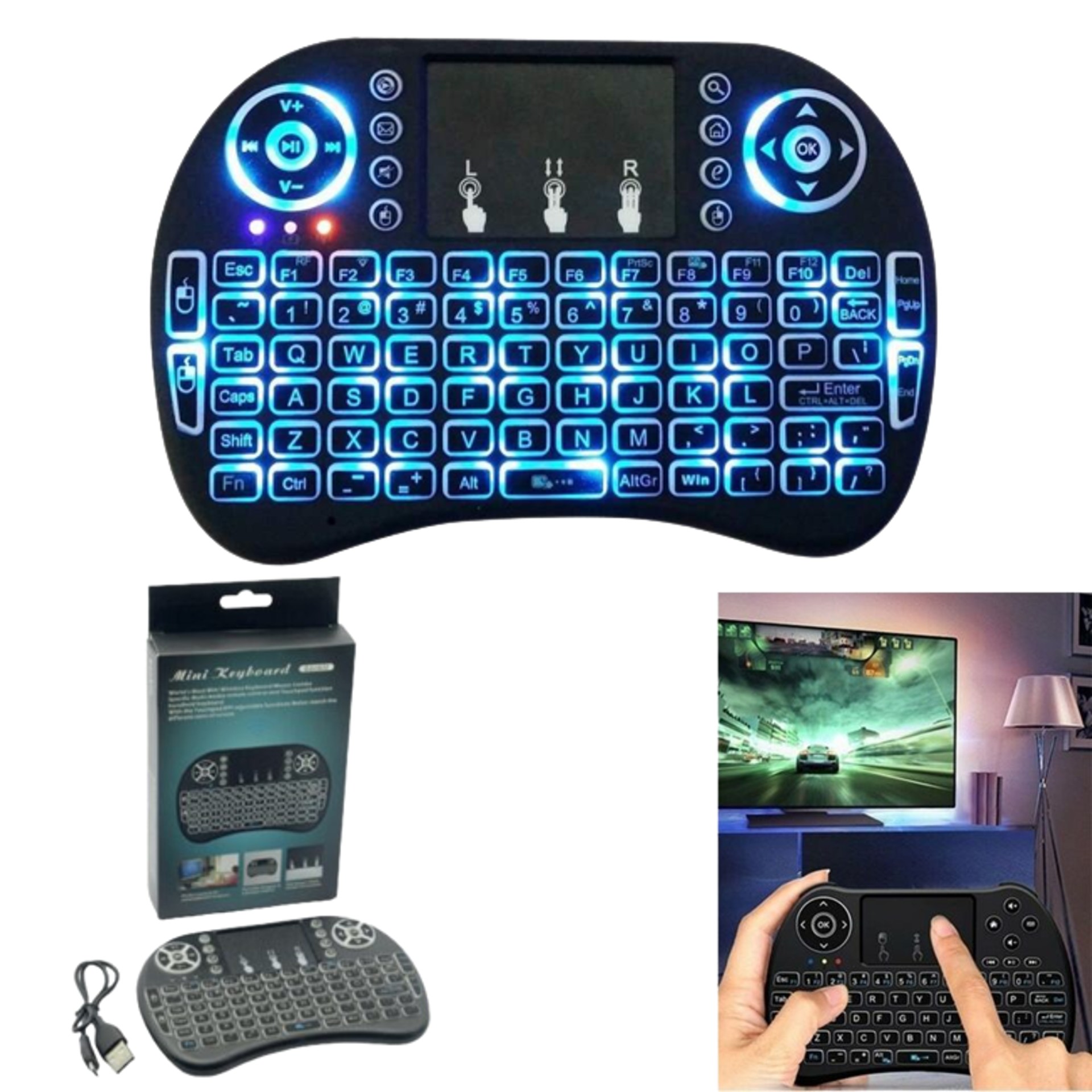 Mini Teclado Inalámbrico Control Remoto Negro Eko-Vi