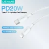 Cable iphone Tipo C a Lightning PD 20W 3M Blanco USAMS-SJ612