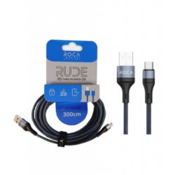 Cable de Datos ROCA RUDE USB a microUSB 300cm 2A Azul
