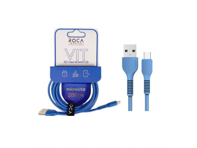 Cable de Datos ROCA VIT USB a microUSB 2 metros 2.4A Azul