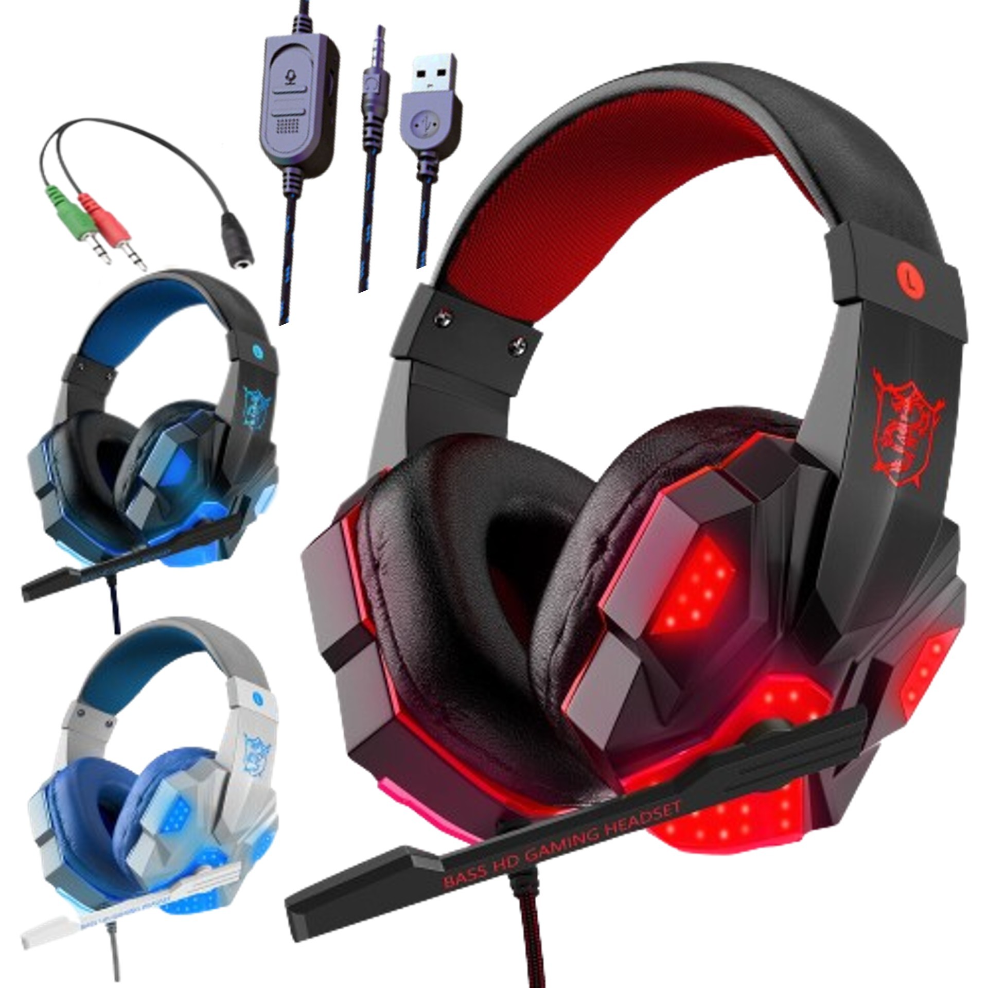 Auriculares Gamer Speed Spider (OS-830MV) con luces led / USB / 3,5mt