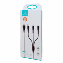 Cable de Carga U38 3 en 1 66W USB micro / Tipo C / Lightning 1M Negro iphone