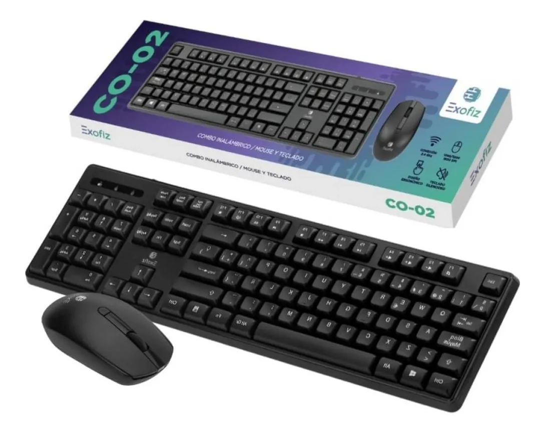 Combo Inalámbrico Teclado Y Mouse 2.4ghz Co-02 Negro Exofiz
