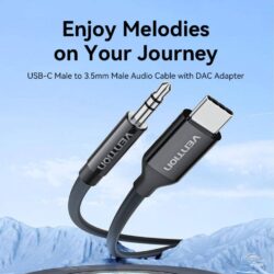 Cable de Audio USB-C a 3.5mm Macho/Macho / Adaptador DAC / 1.5M / Vention