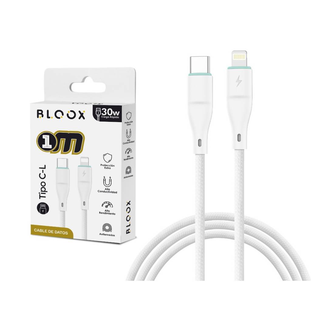 Cable de Datos BLOOX USB C a Lightning 30W 1m