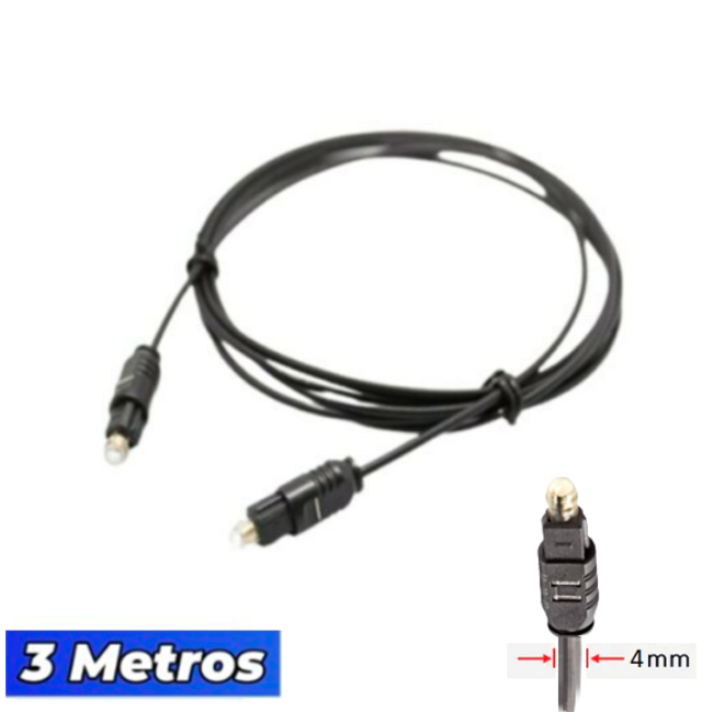Cable De Audio Fibra Óptica Digital Toslink 3MT / EXTRA GRUESO 4MM