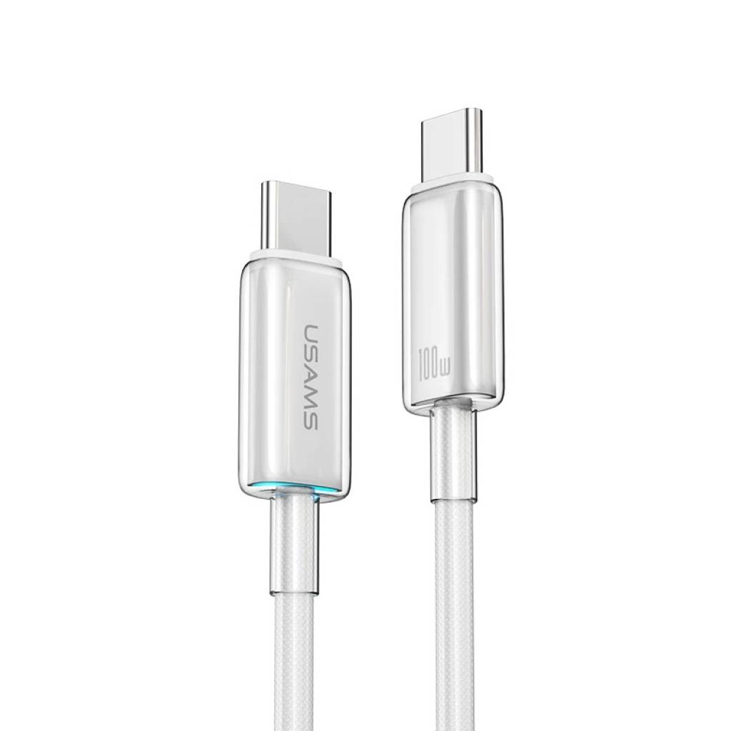 Cable de Datos Transparente SJ660 USB C a USB C 100 W 1.2M Gris  USAMS