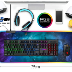Pad Gamer Alfombra Para Teclado Y Mouse Luz Led RGB 30CM X 80CM