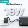 Power Bank 2 Puertos USB A / USB C 10.000mAh 22.5W Negro CD263 USAMS