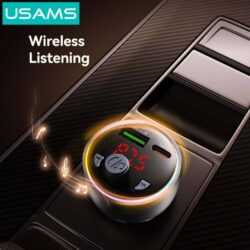Cargador Auto Bluetooth c/Transmisor FM USB A / USB C Gris CC328 USAMS