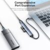 Mini HUB 4 en 1 USB 3.0 + 3xUSB 2.0 / 0.15M Aluminio / Gris CKOHB Vention