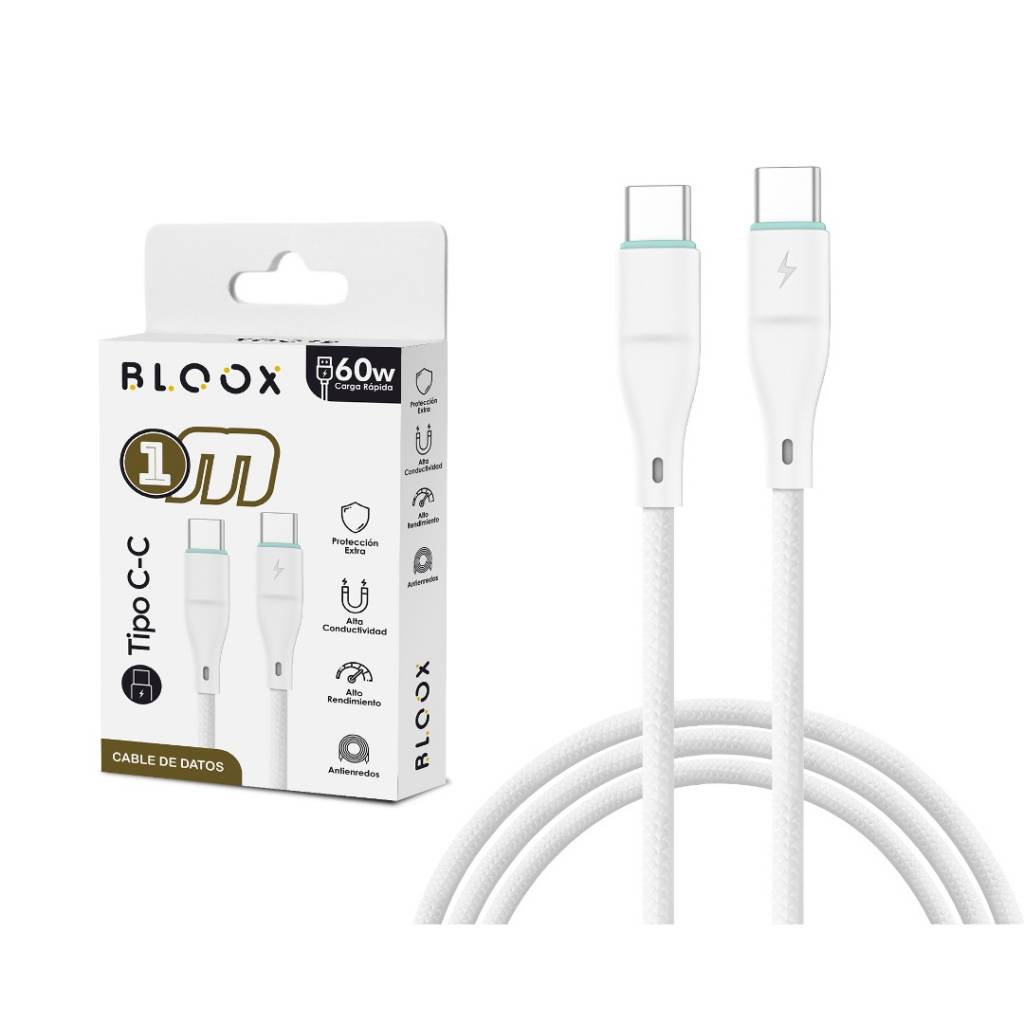 Cable de Datos BLOOX USB C a Tipo C PVC 100cm 60w