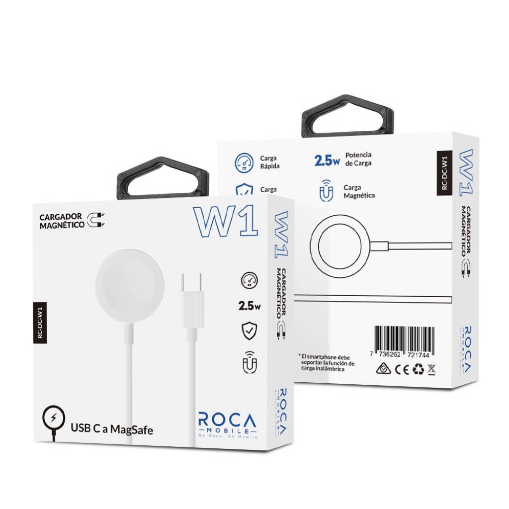 Cargador Magnético W1 para iWatch ROCA USB C 2.5W