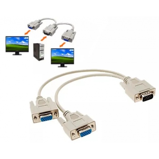 SPLITTER VGA MACHO A 2 VGA HEMBRA DOBLE MONITOR