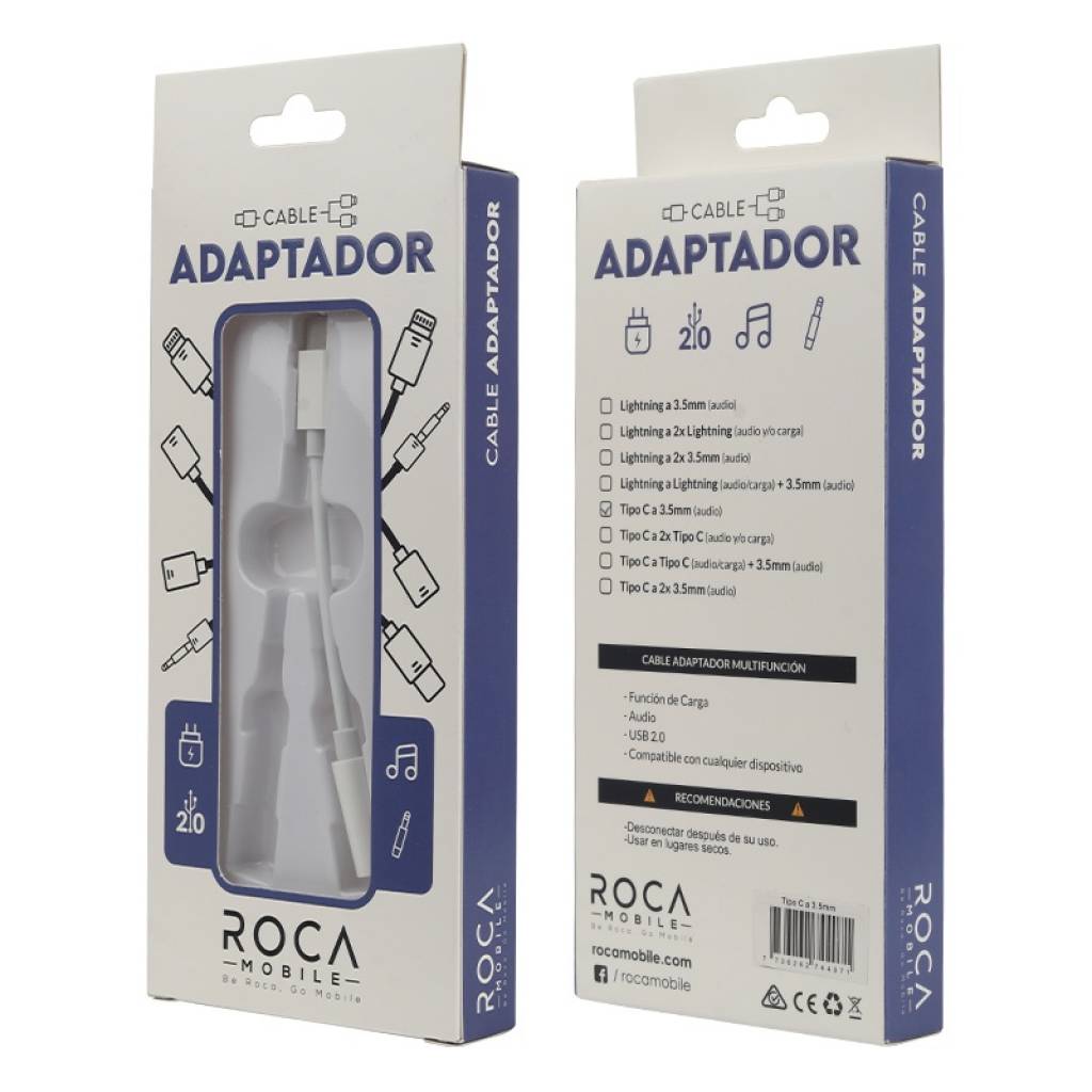 Adaptador ROCA Tipo C a 3.5 mm Blanco Audio