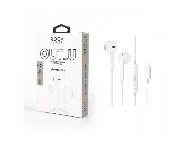 Manos Libres Stereo ROCA Universal Lightning Blanco/Negro (tipo iPhone)