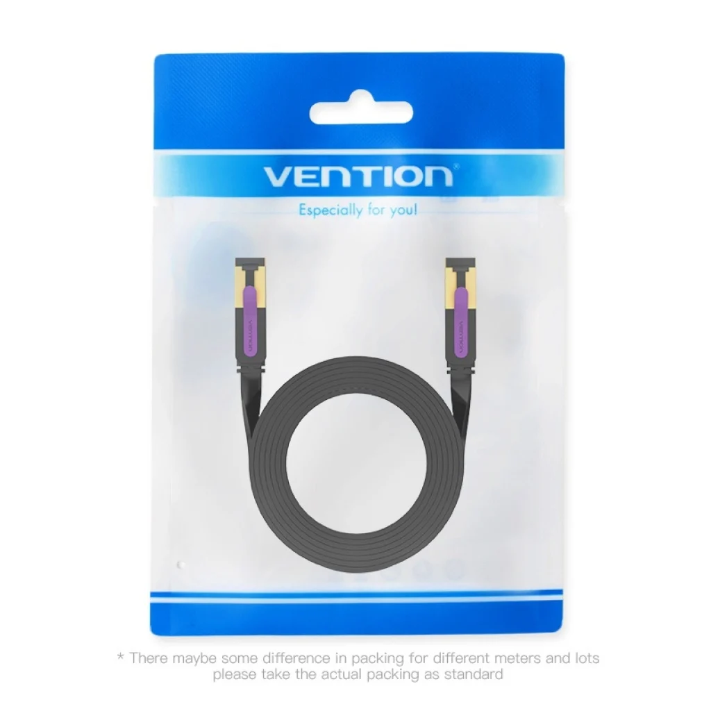 Cable de Red Flat Cat.7 UTP / 10M / Negro ICABL Vention