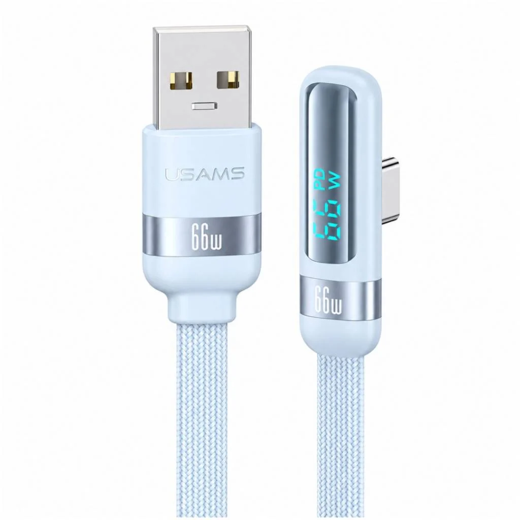 Cable de Datos USB A a USB C SJ651   Angulo Recto  6A  1.2m  Celeste  USAMS