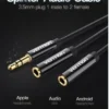 Auxiliar 2*3 5 mm macho a 4 polos 3,5 mm hembra de 0,3M tipo ABS Negro Vention