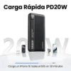 Power Bank 2 Puertos   USB A / USB C  10.000mAh  22.5W  Negro  CD263  USAMS