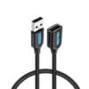 Cable Extensor USB-A 2.0   Macho/Hembra / 0.5M / Negro  CBIBD  Vention